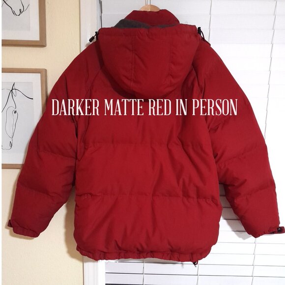 Y2k HEAVY Duck Down Waterfowl DARK RED Men's Hooded Old Navy Winter Coat XL - Picture 5 of 6